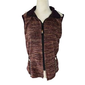 Vintage Bohemian  Vest Striped Sleeveless Zip-Up